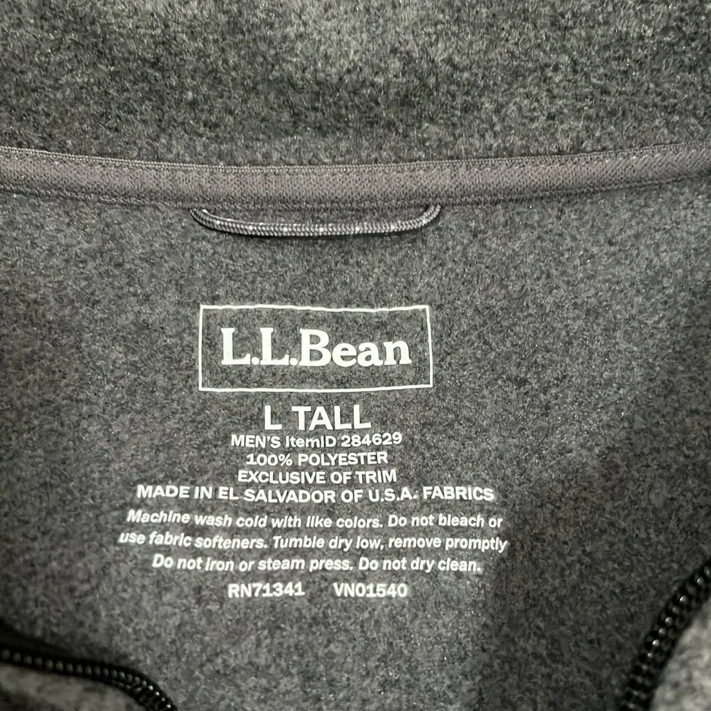 LLBean gray fleece vest, large tall
